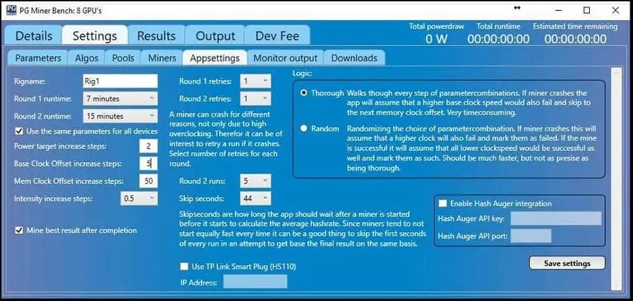 pg bench appsettings